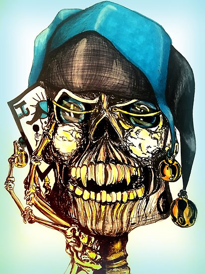413x550 Original Joker Skull Drawing Posters - Joker Skull Drawing