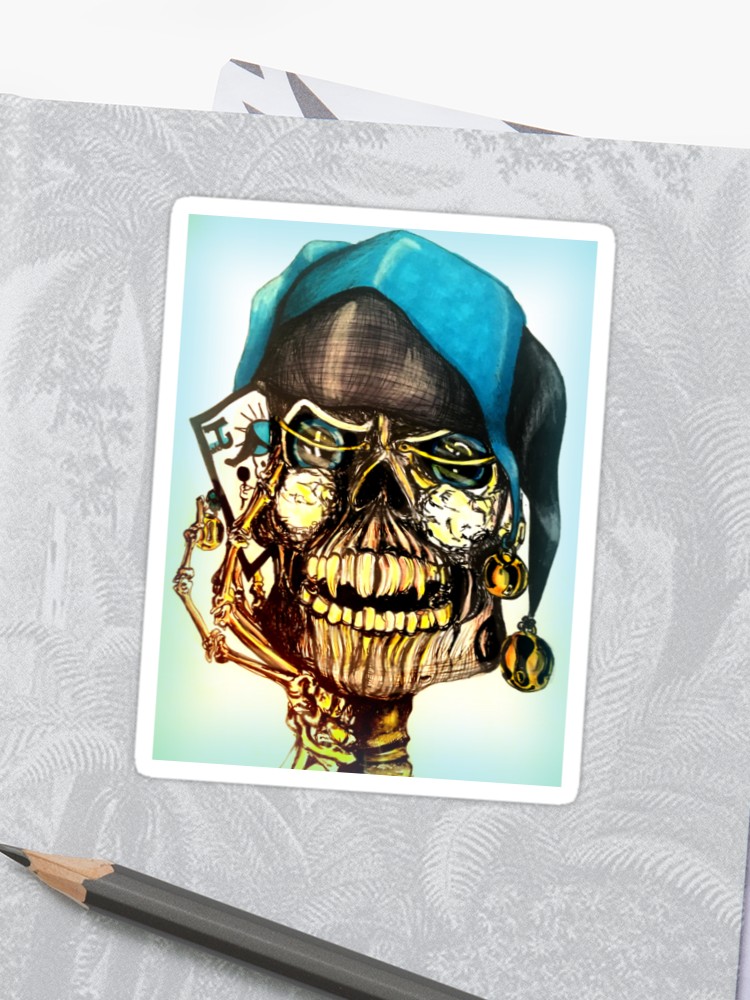 750x1000 Original Joker Skull Drawing Sticker - Joker Skull Drawing