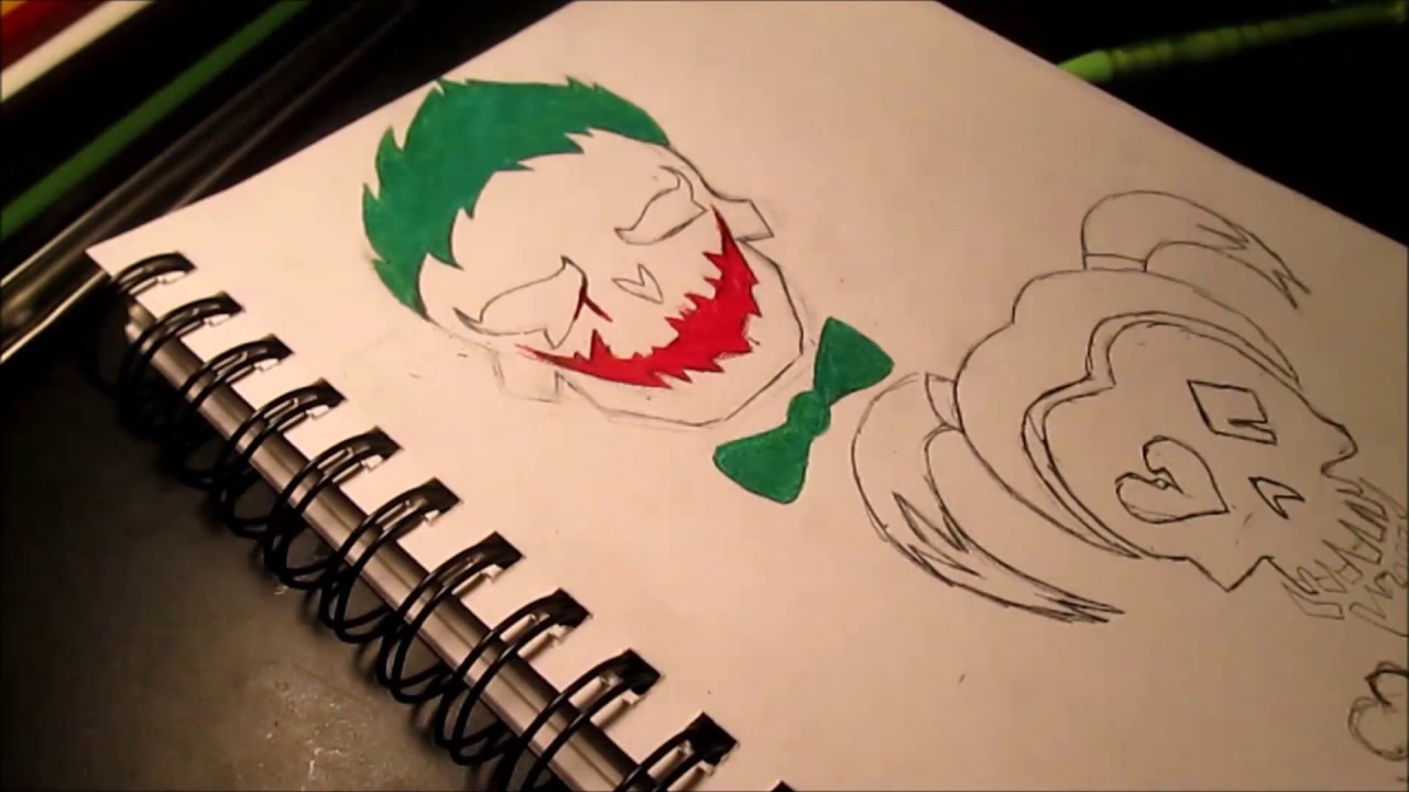 1280x720 Suicide Squad Skull Harley Quinn And Joker - Joker Skull Drawing