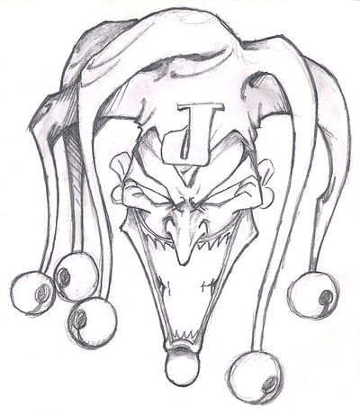 400x461 Joker Hat Sketch - Joker Skull Drawing