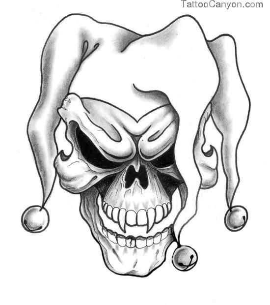550x620 Skull Joker Tattoo - Joker Skull Drawing