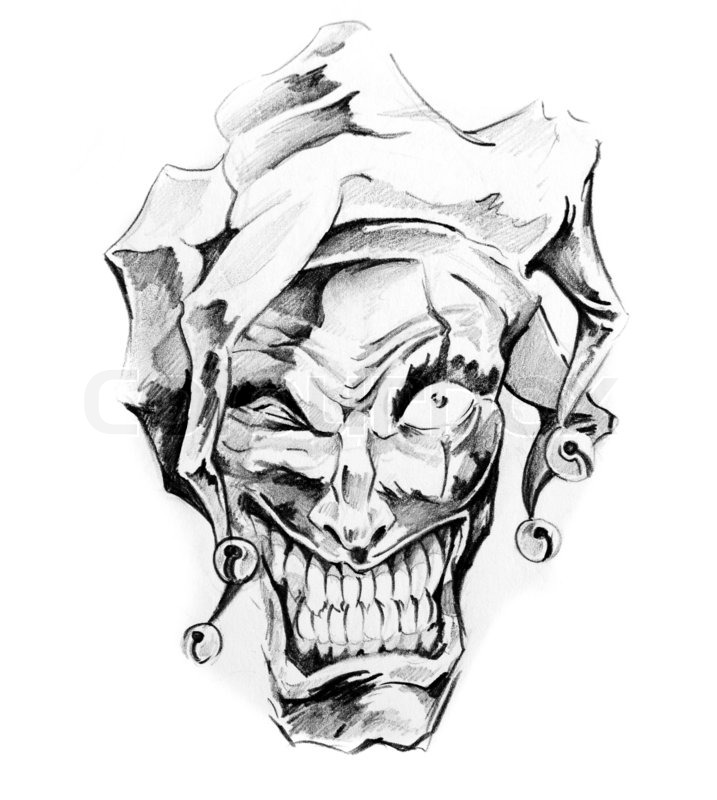 717x800 Sketch Of Tattoo Art, Clown Joker Stock Photo Colourbox - Joker Tattoo Drawing