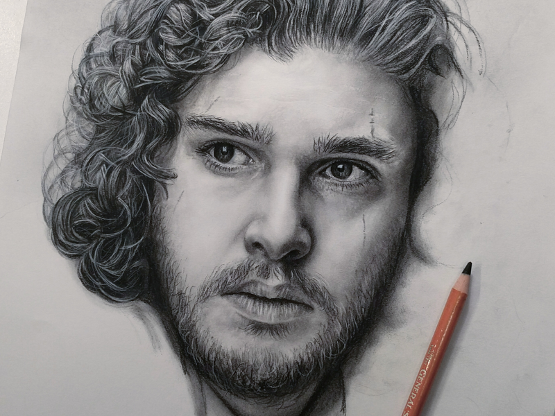 800x600 Jon Snow Charcoal Work In Progress - Jon Snow Drawing