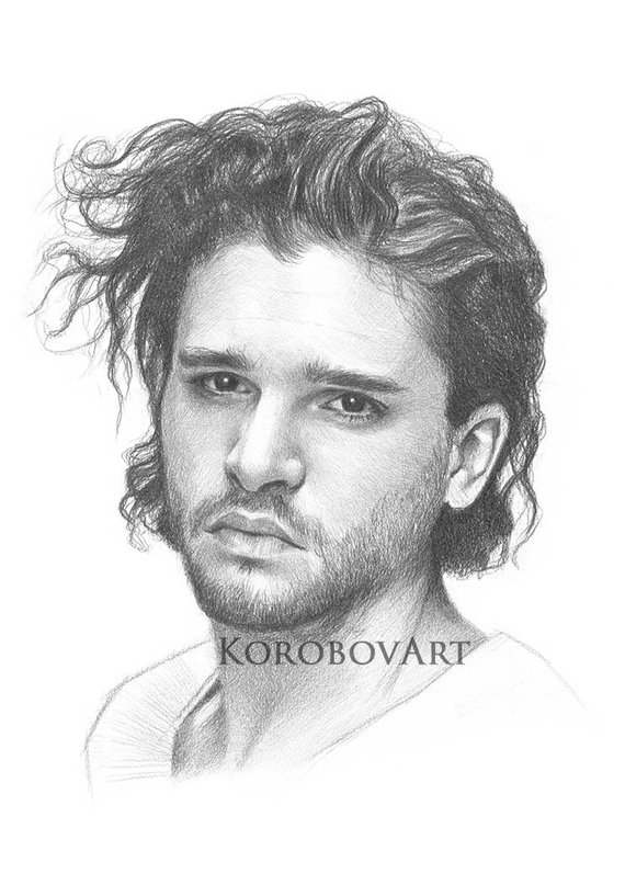 570x807 jon snow print kit harington art jon snow poster game of etsy - Jon Snow Drawing