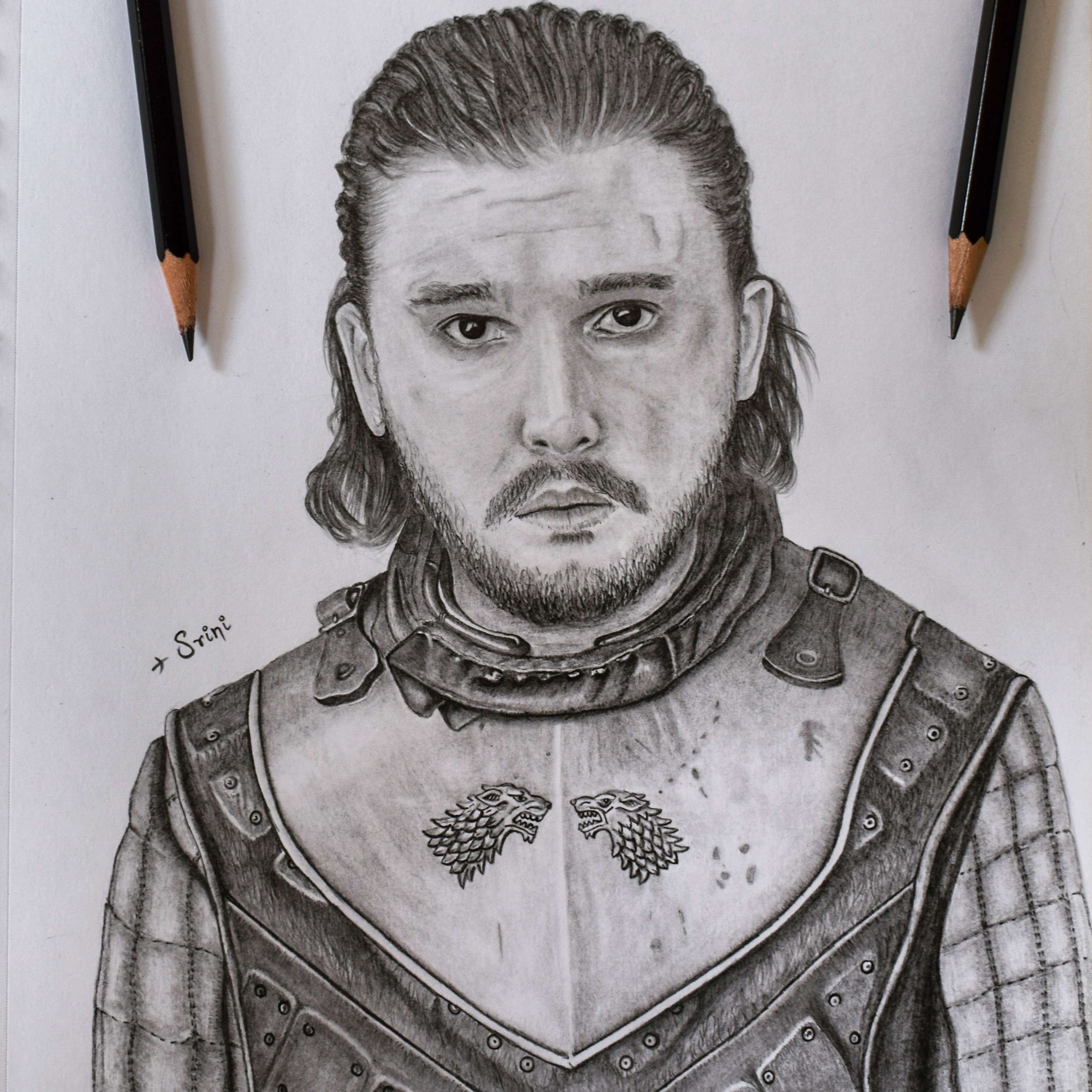 2896x2896 Drawing Jon Snow Aka Kit Harington Creativentechno - Jon Snow Drawing