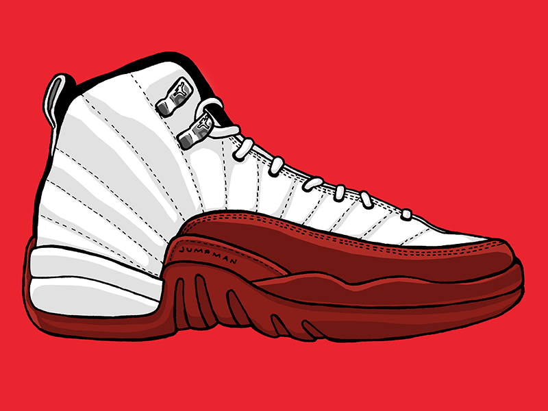 800x600 Jordan Red White Ogs - Jordan 12 Drawing