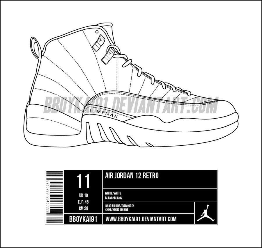 900x853 Jordan Retro Drawing - Jordan 12 Drawing