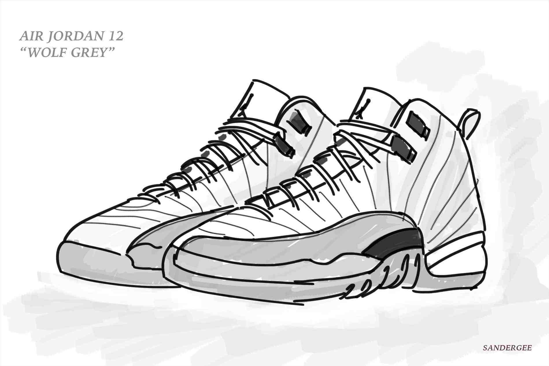 1899x1266 Air Jordan Shoe Drawing - Jordan 12 Drawing