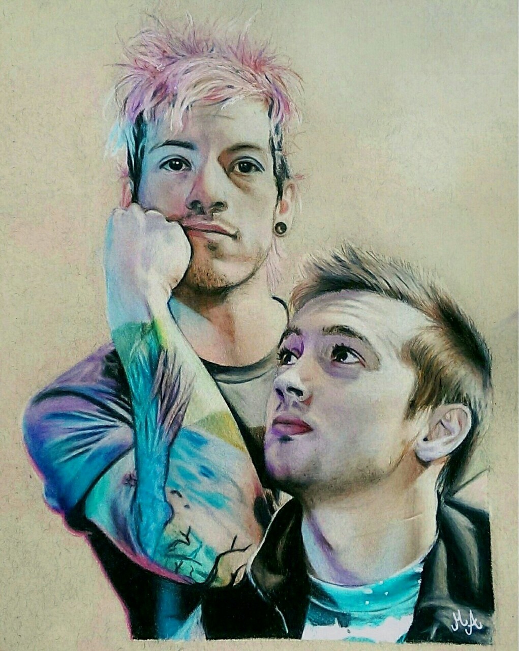 1021x1280 I Find My Worth In Drawing Things And Stuff My Colored Pencil - Josh Dun And Tyler Joseph Drawing