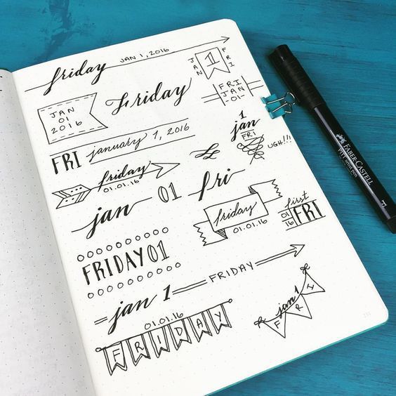 564x564 easy bullet journal header ideas with tutorial - Journal Drawing Ideas