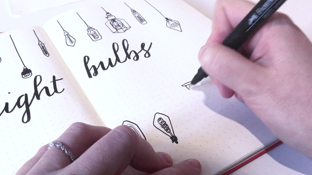 1280x720 bullet journal lightbulb drawing ideas - Journal Drawing Ideas