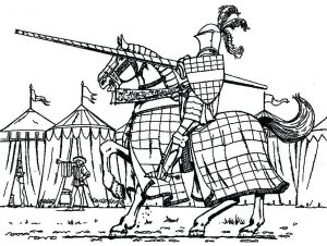 300x226 Ideas Of Knight Cartoon Drawing - Jousting Drawing