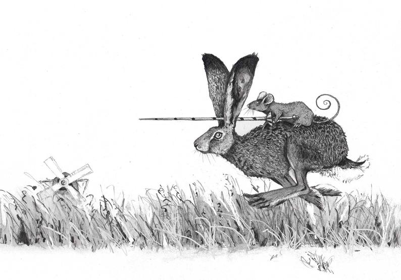 794x555 Graphite Greeting Card The Tilters Pencil Drawing Etsy - Jousting Drawing