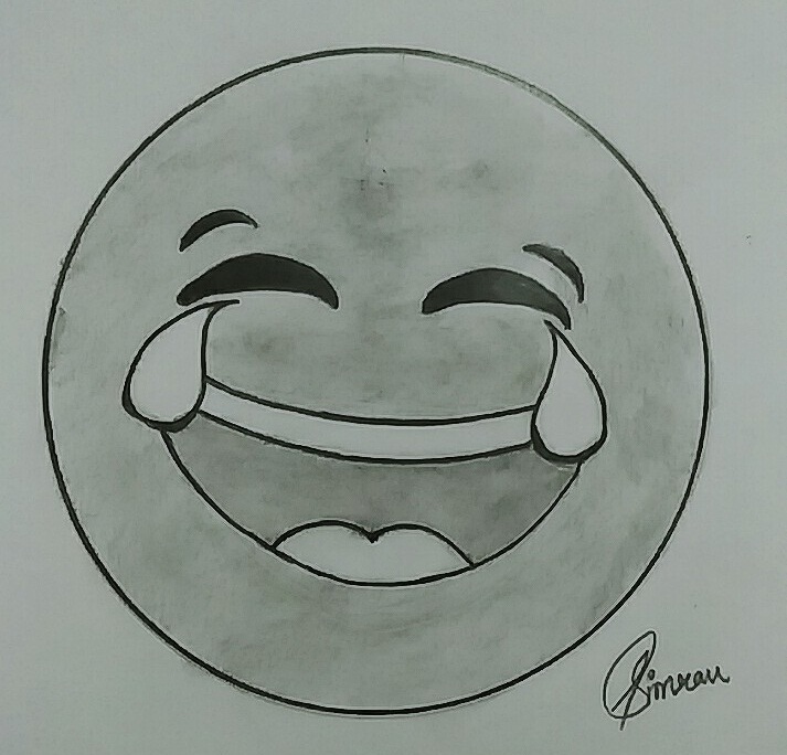 713x684 face with tears of joy emoji sketch drawing drawing skill - Joy Drawing