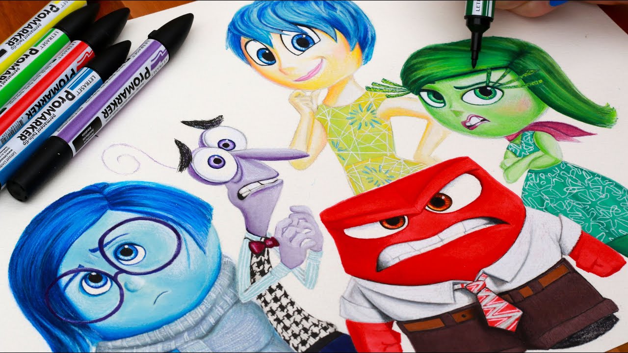 1280x720 Inside Out Drawing Riley's Emotions Sadness Fear Joy Anger - Joy From Inside Out Drawing