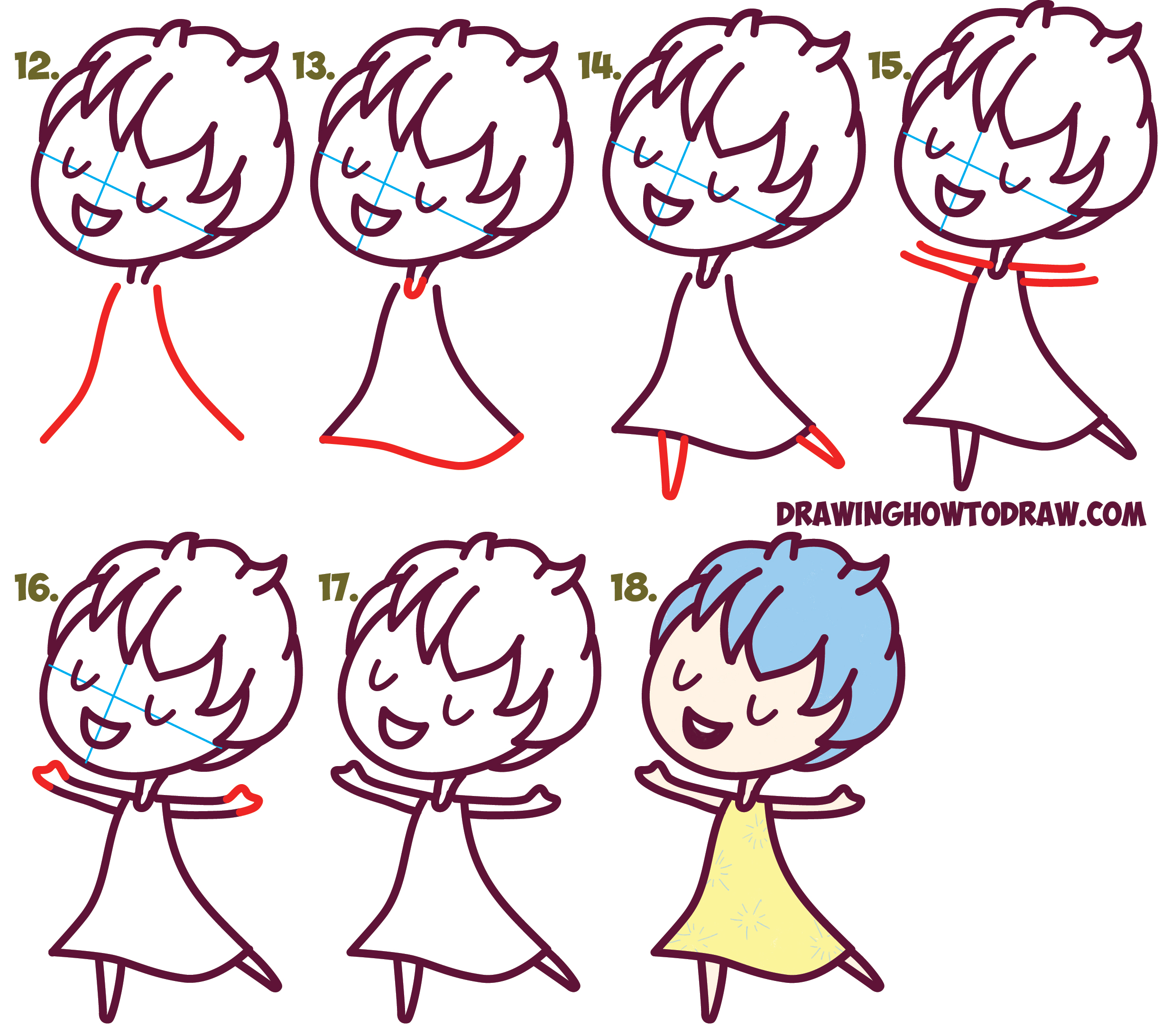 2469x2184 How To Draw Cute Kawaii Chibi Joy From Inside Out - Joy From Inside Out Drawing