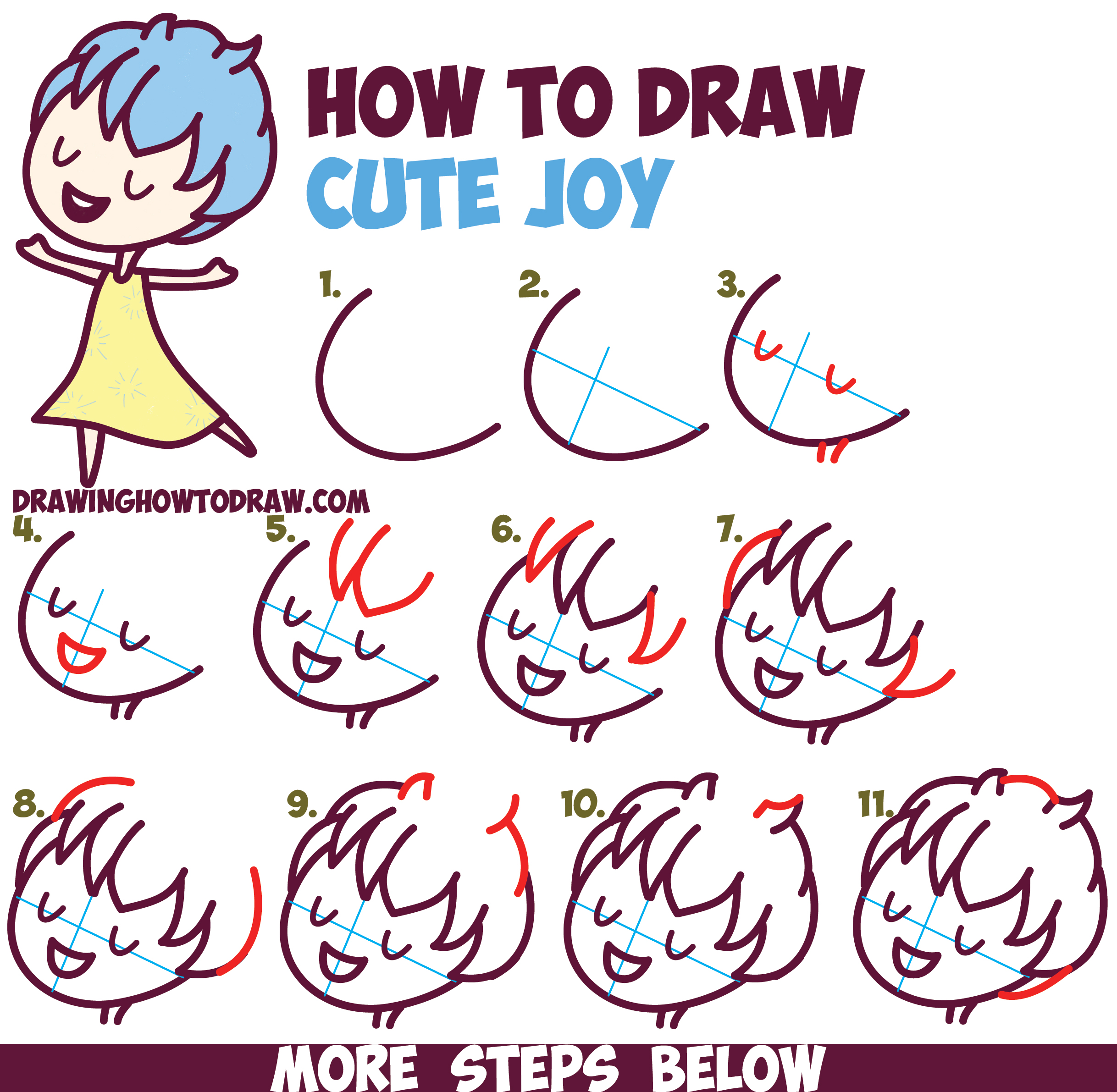2436x2382 How To Draw Cute Kawaii Chibi Joy From Inside Out - Joy Inside Out Drawing