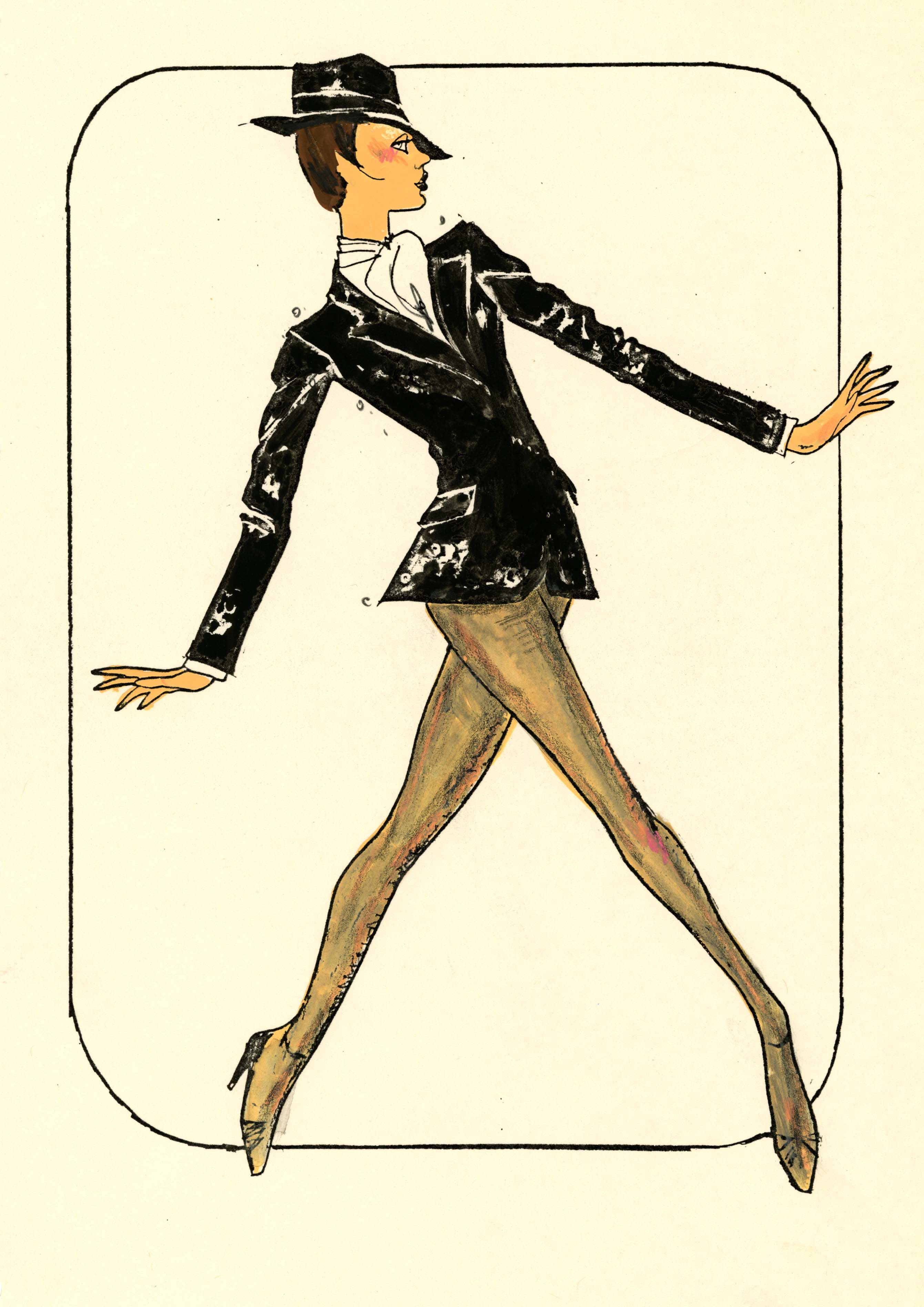 2681x3792 A Pete Menefee Costume Design Drawing Of A Showgirl In A Judy - Jubilee Drawing