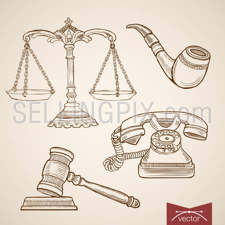 450x450 engraving vintage hand drawn vector law and justice collection - Judge Mallet Drawing