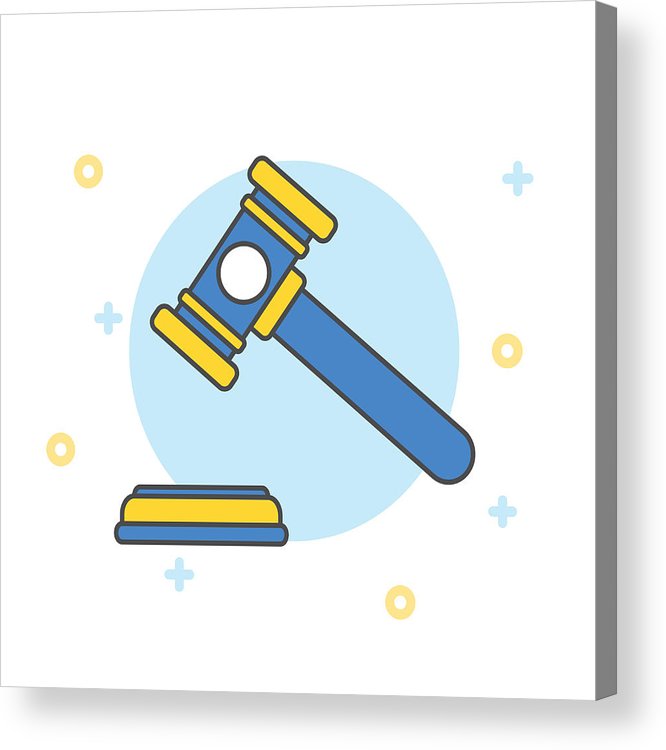 666x750 Judge Gavel Or Auction Hammer Icon Acrylic Print - Judges Gavel Drawing