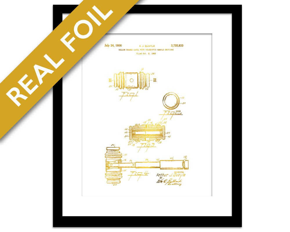 1000x800 Judges Gavel Drawing Luxury Judge S Gavel Gold Foil Patent Art - Judges Gavel Drawing