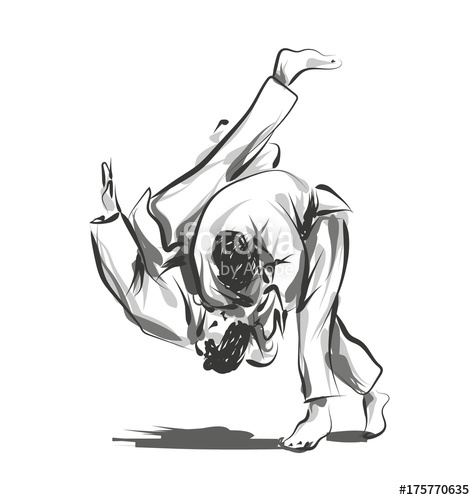 475x500 Vector Line Sketch Fighting Judo Stock Image And Royalty Free - Judo Drawing
