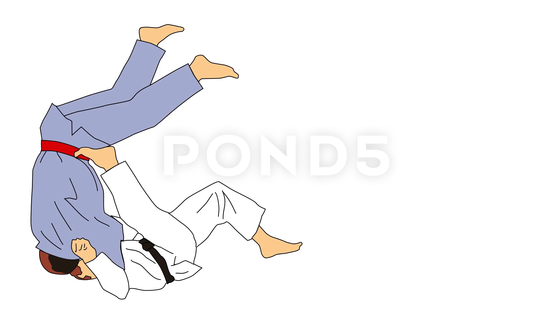 1920x1080 animated drawing of judo martial arts flip move clip - Judo Drawing