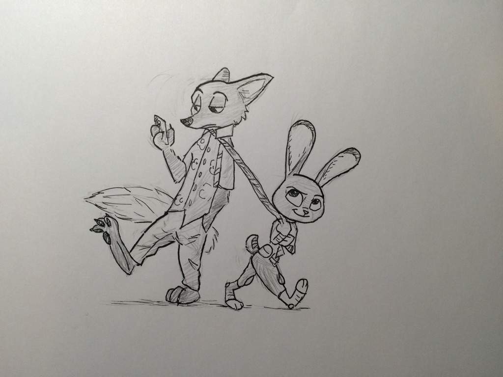 1024x768 Drawing Of Nick Wilde And Judy Hopps Cartoon Amino - Judy Hopps Drawing