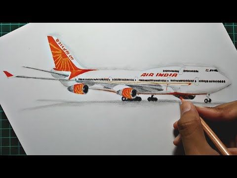 480x360 drawing an airplane - Jumbo Jet Drawing