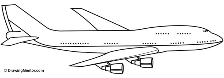 755x264 how to draw a plane tutorial - Jumbo Jet Drawing