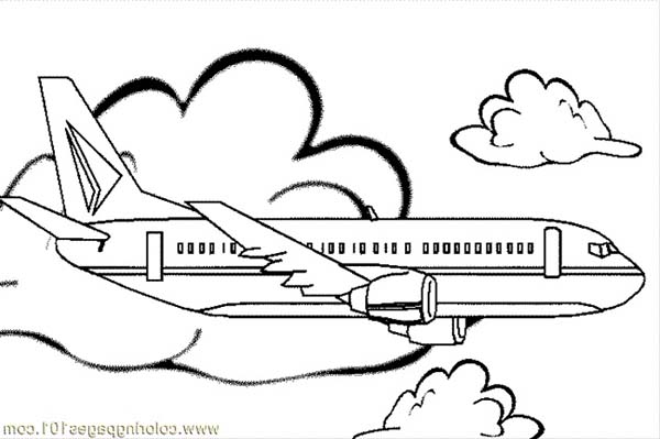 600x399 jumbo jet simple coloring for kids coloring page - Jumbo Jet Drawing