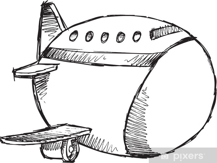700x527 sketch doodle drawing jumbo jet vector art wall mural pixers - Jumbo Jet Drawing