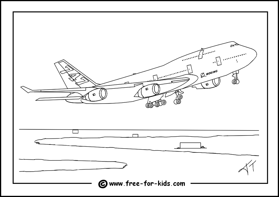 1126x797 aeroplane colouring pages - Jumbo Jet Drawing