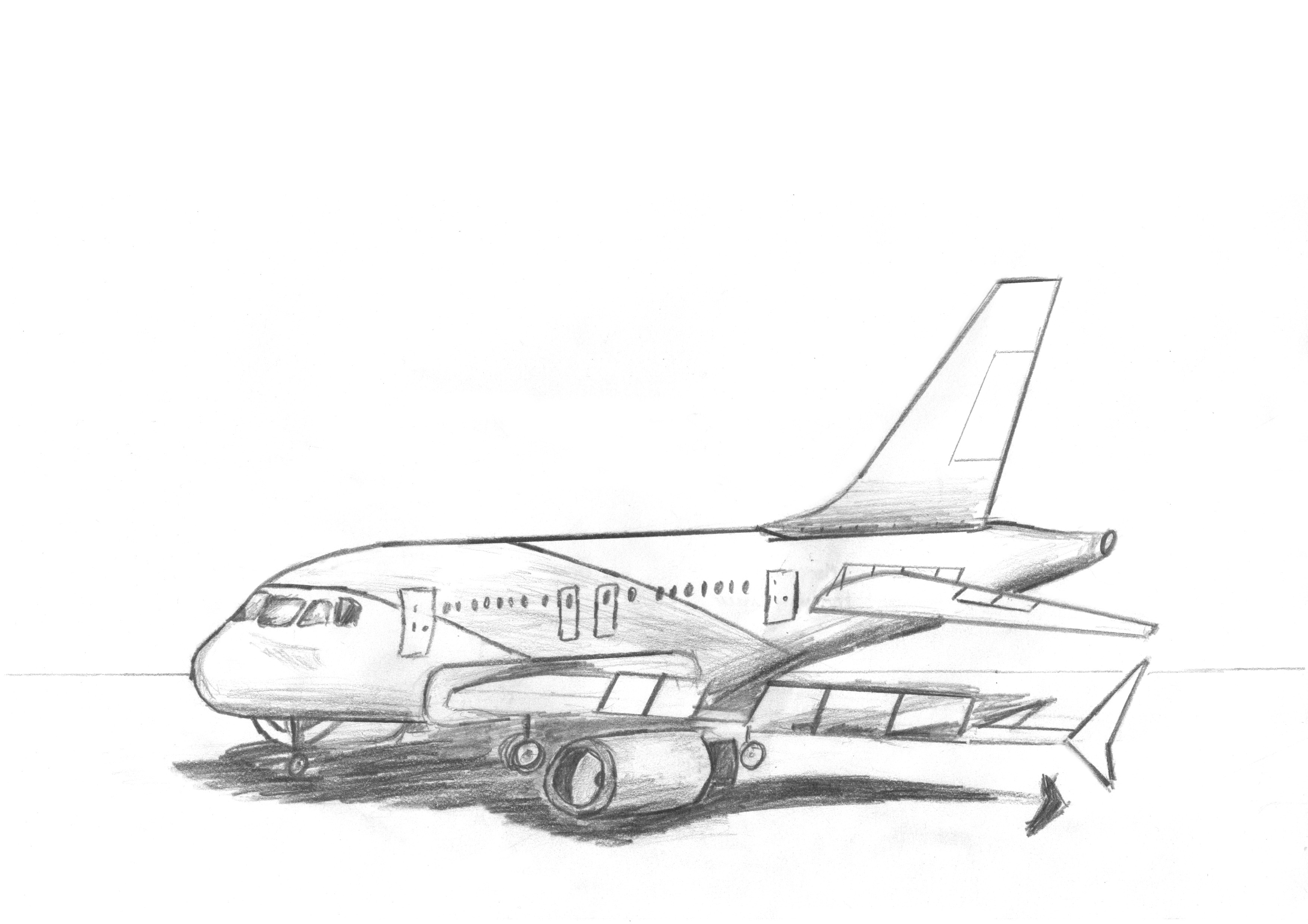 Jumbo Jet Drawing at PaintingValley.com | Explore collection of Jumbo ...