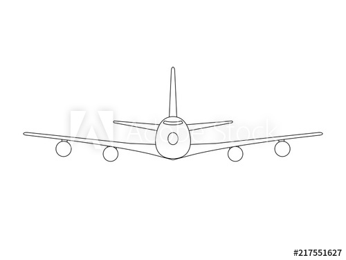 500x375 jumbo jet simple black on white background drawing vector - Jumbo Jet Drawing