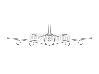 400x300 jumbo jet simple black on white background drawing vector buy - Jumbo Jet Drawing