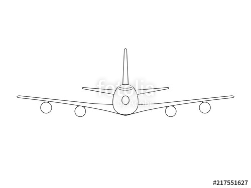 500x375 jumbo jet simple black on white background drawing vector stock - Jumbo Jet Drawing