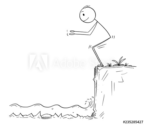 500x431 Cartoon Stick Drawing Conceptual Illustration Of Man - Jump Drawing
