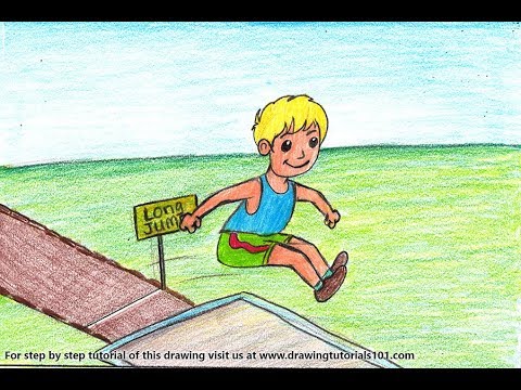 480x360 how to draw a boy long jump sports scene step - Jump Drawing