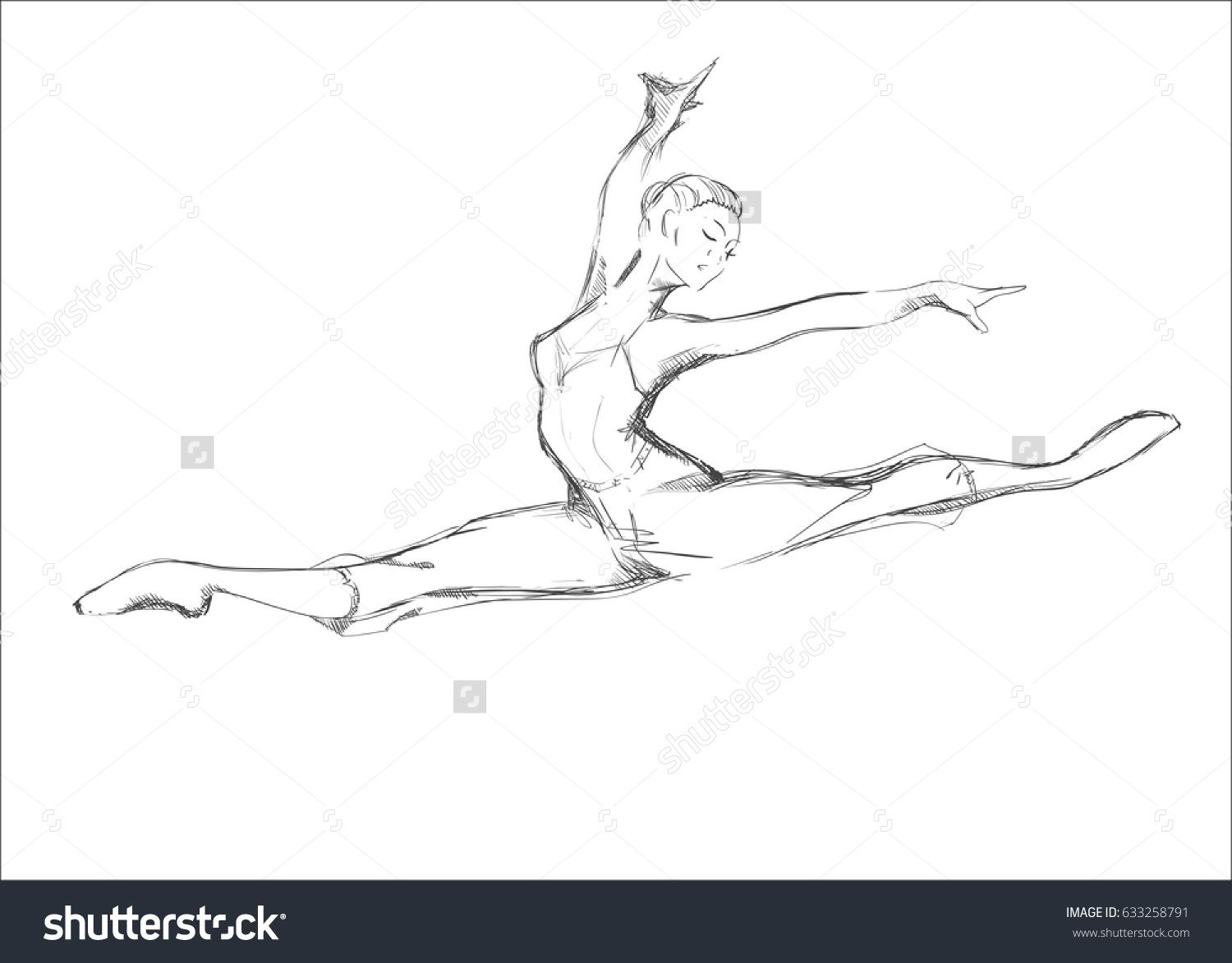 1500x1173 A Young Ballerina Freehand Drawing Of A Ballet Dancer Girl - Jump Drawing