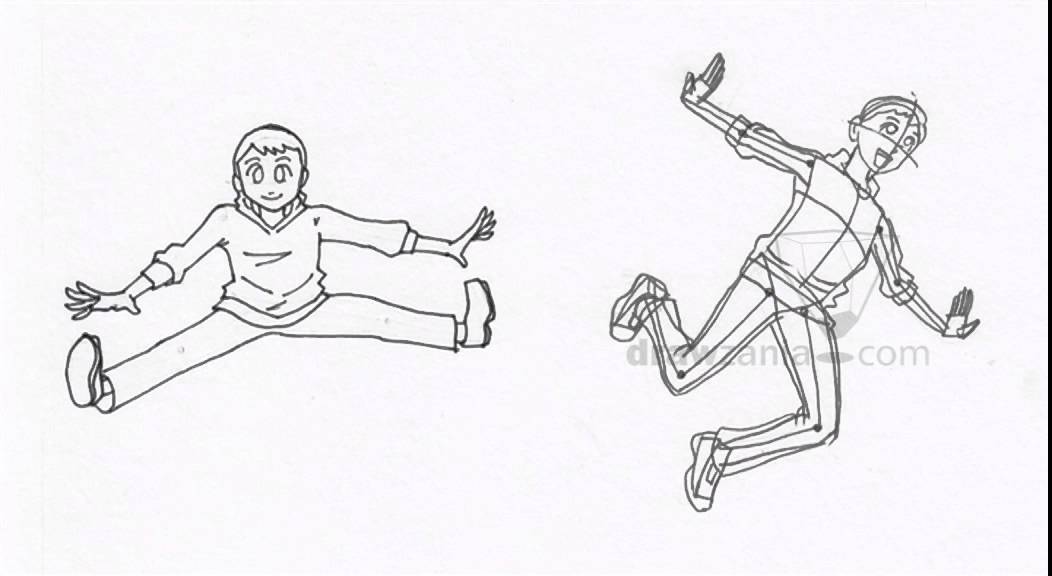 1052x576 anime drawing intermediate boy jumping - Jump Drawing