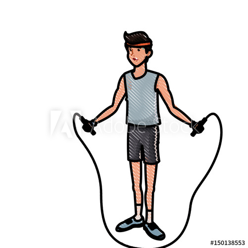 500x500 sport man jump rope fitness active draw vector illustration - Jump Rope Drawing