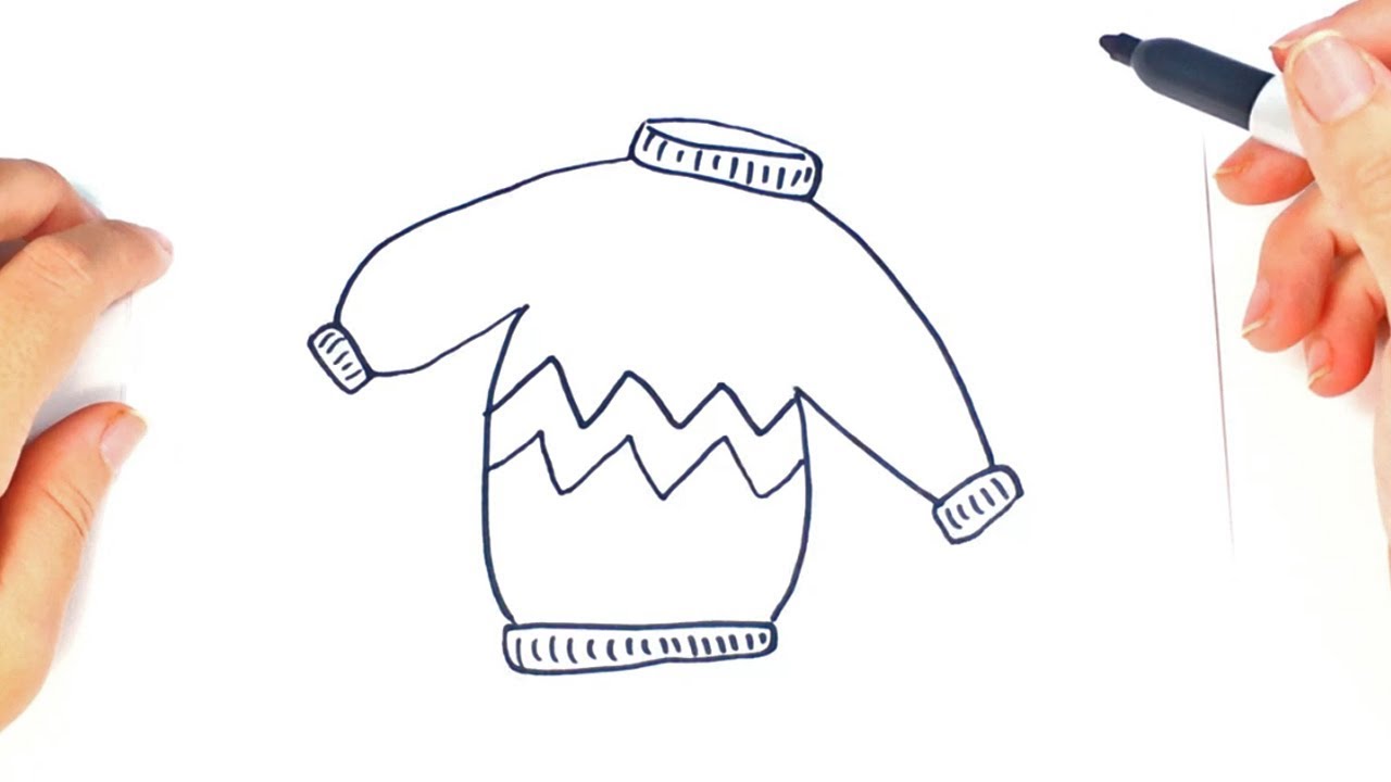 1280x720 how to draw a sweater or jersey step - Jumper Drawing