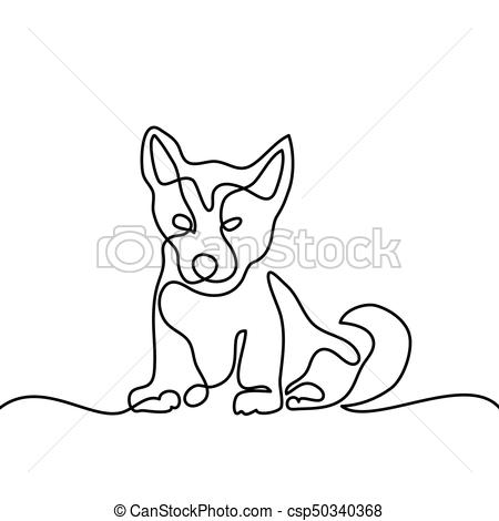 450x470 Dog Jumping And Playing Continuous Line Drawing Puppy Dog - Jumping Dog Drawing