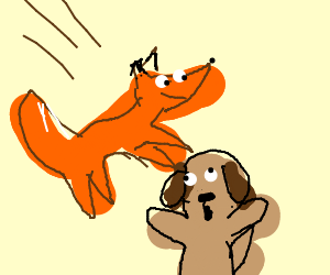 300x250 Fox Jumping On Dog Drawing - Jumping Dog Drawing