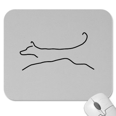 400x400 Jumping Dog Line Drawing Mouse Pad Thinking - Jumping Dog Drawing