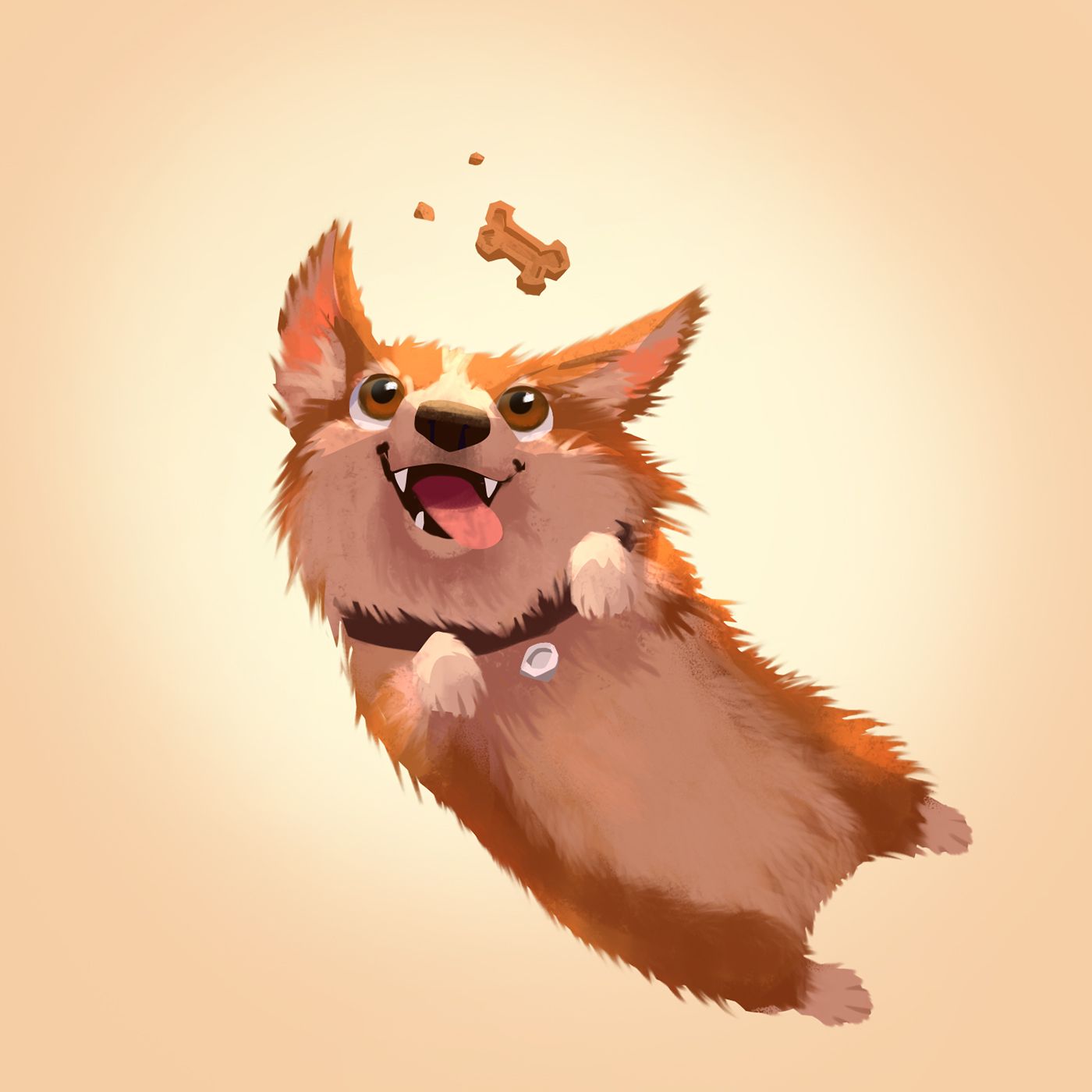 1400x1400 Mochi The Corgi On Behance Character Design Dog Illustration - Jumping Dog Drawing