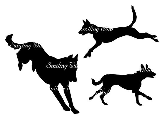 570x403 Running Malionois Dog Clipart Jumping Dog Etsy - Jumping Dog Drawing