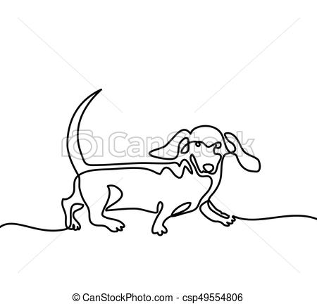 450x432 Dog Jumping And Playing Continuous Line Drawing Dog Dachshund - Jumping Dog Drawing