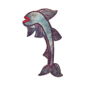 300x300 Tropical Jumping Fish Patch Ocean Fishing Embroidered Iron - Jumping Fish Drawing